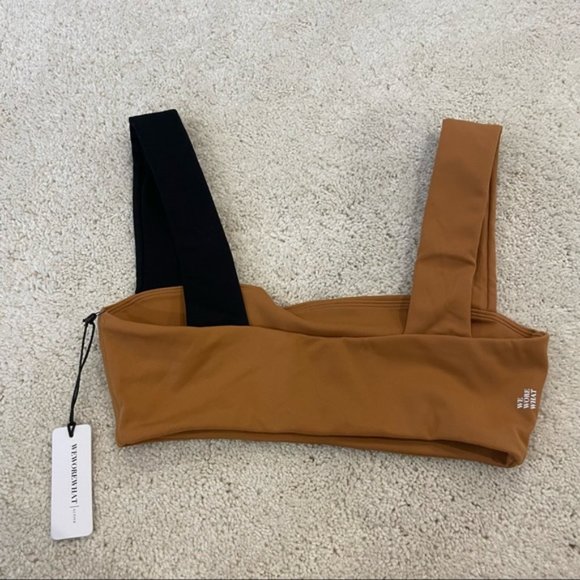 NWT WeWoreWhat active colorblock sports bra top tan and black - Picture 7 of 7